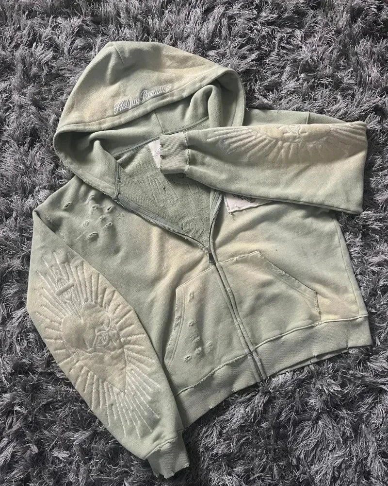 Dark Zipper Joined Hoodie