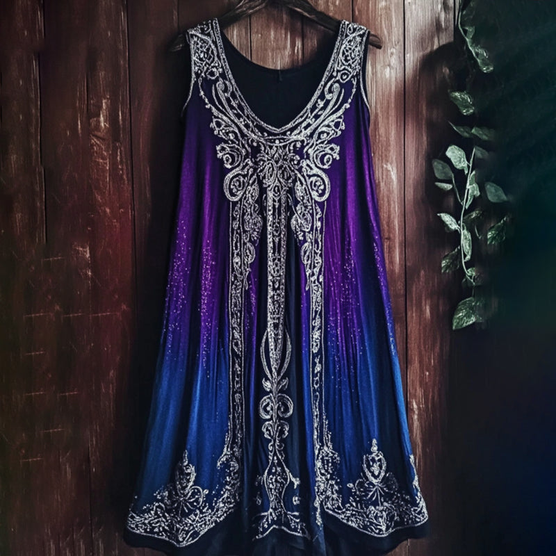Vintage Viking Violet Gradient Pattern Comfy Tank Dress elevenforest