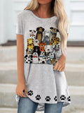 Comstylish Dogs Family Art Vintage Short Sleeve Long Tee