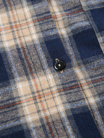 Long Sleeves Loose Plaid Split-joint Lapel Blouses