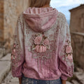 Vintage Thanksgiving Pink Pumpkins & Roses Gradient Hoodie elevenforest