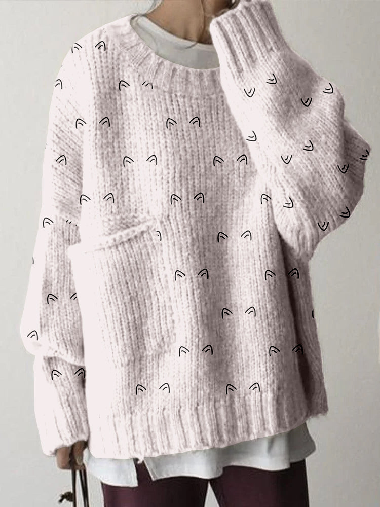 Cute Cat Ears Graphic Big Pocket Cozy Sweater elevenforest