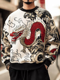 Men's Vintage Japanese Art Dragon Embroidery Print Sweatshirt elevenforest
