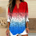 Vintage Independence Day Print Long Sleeve Blouses elevenforest