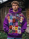 Japanese Floral Embroidery Art Men's Hooded Sweatshirt elevenforest