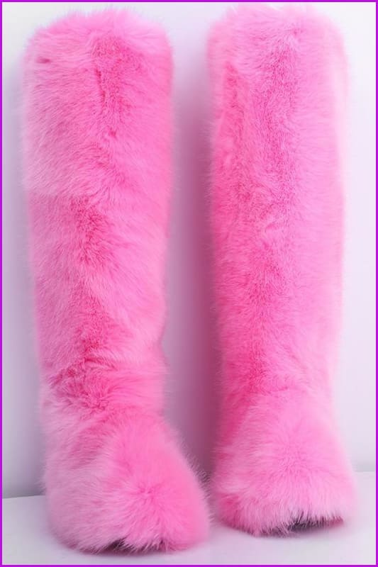 [pre-] 12 Colors Faux Fur Over Knee Boots F373