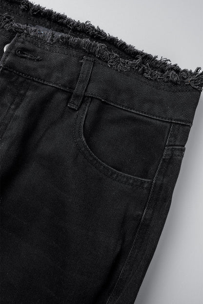 Ripped Patchwork Mid Waist Regular Denim Jeans (subject to the Actual Object)(5 Colors)