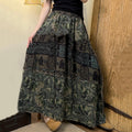 Women's Vintage Floral Patchwork Art Pattern Cotton Skirt elevenforest