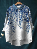 Comstylish Women's Casual Blue Floral Printed Cotton Shirt