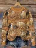 Fall Cats Embroidery Pattern Cozy Knit Sweater artswardrobe
