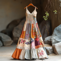 Women's Vintage Bohemian Patch Art Pattern Comfort Dress elevenforest