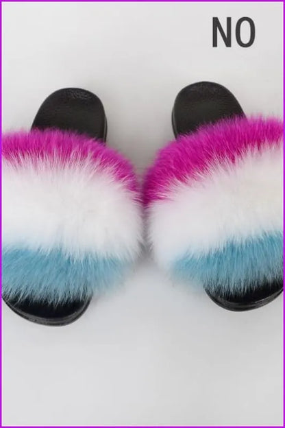 {5-7 Days Wait for Make} New Color Fox Fur Slides F639