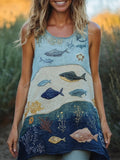 Vintage Ocean Inspired Cozy Linen Tank Top elevenforest