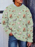 Men's Farm Animals Pattern Cozy Knit Sweater artswardrobe