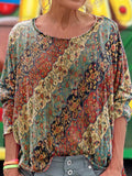 Women's Bohemian Ethnic Art Print Casual Long Sleeve T-shirt
