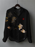 Cranes Glitter Japanese Art Flowy Blouse elevenforest
