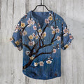 Men's Vintage Japanese Art Plum Blossom Casual Linen Blend Shirt elevenforest