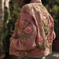 Bohemian Style Rose Embroidery Women's Retro Casual Denim Jacket elevenforest