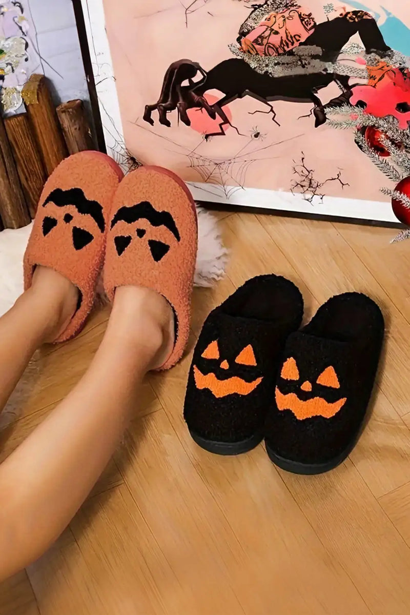 Cozy Halloween Pumpkin Plush Slippers