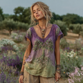 Vintage Tree Of Life Purple Floral Hot Diamond Gradient Color T-shirt elevenforest
