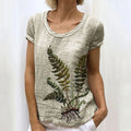 Comstylish Vintage Forest Fern Embroidered Linen Shirt