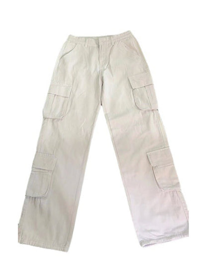 Cargo Pants Baggy Jeans 90s Pockets Wide Leg High Waist Straight Y2k Denim Trousers Overalls
