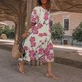 Vintage Floral Japanese Art And Spring Midi Dress elevenforest
