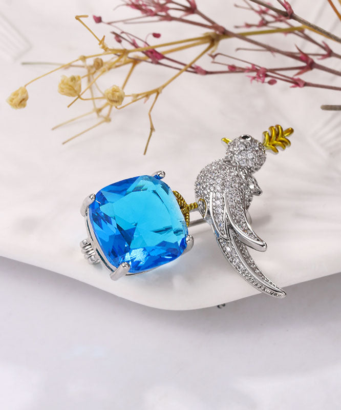 Yellow Copper Zircon Inlaid Gem Stone Little Bird Brooches