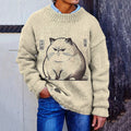 Men's Cat And Mouse Japanese Art Plus Cow Cozy Knit Sweater elevenforest