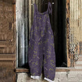 Women's Bohemian Style Dragonfly Linen Print Cotton Linen Jumpsuit elevenforest