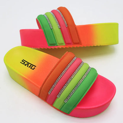 Rainbow Platform Slippers F744