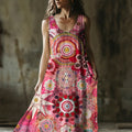Vintage Lace Floral Art Women's Linen Vest Dress elevenforest