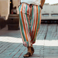 Men'S Casual Vintage Rainbow Stripe Print Pants elevenforest