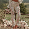 Women's Vintage Patchwork Floral Art Cozy Knit Leggings elevenforest
