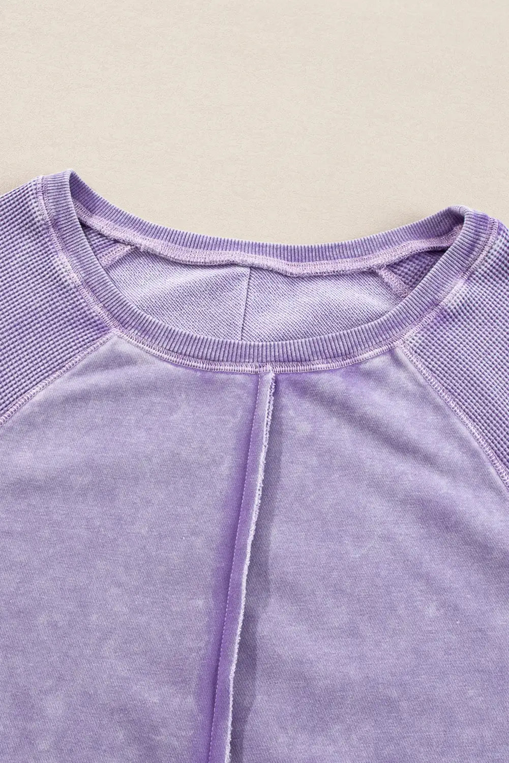 Orchid Petal Waffle Knit Patchwork Sweatshirt