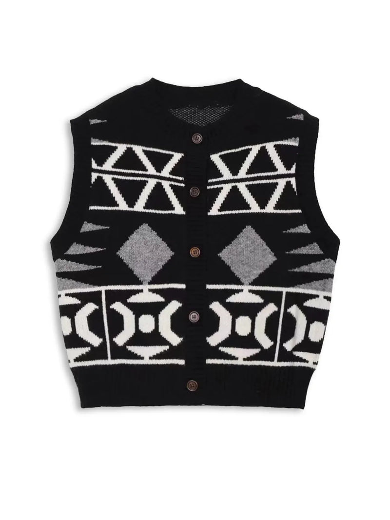 Button Down Sweater Short Vest