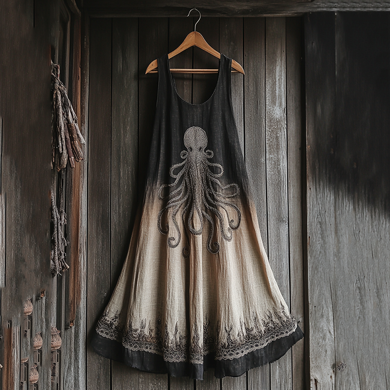 Vintage Viking Cthulu Celtic Art Linen Tank Dress elevenforest