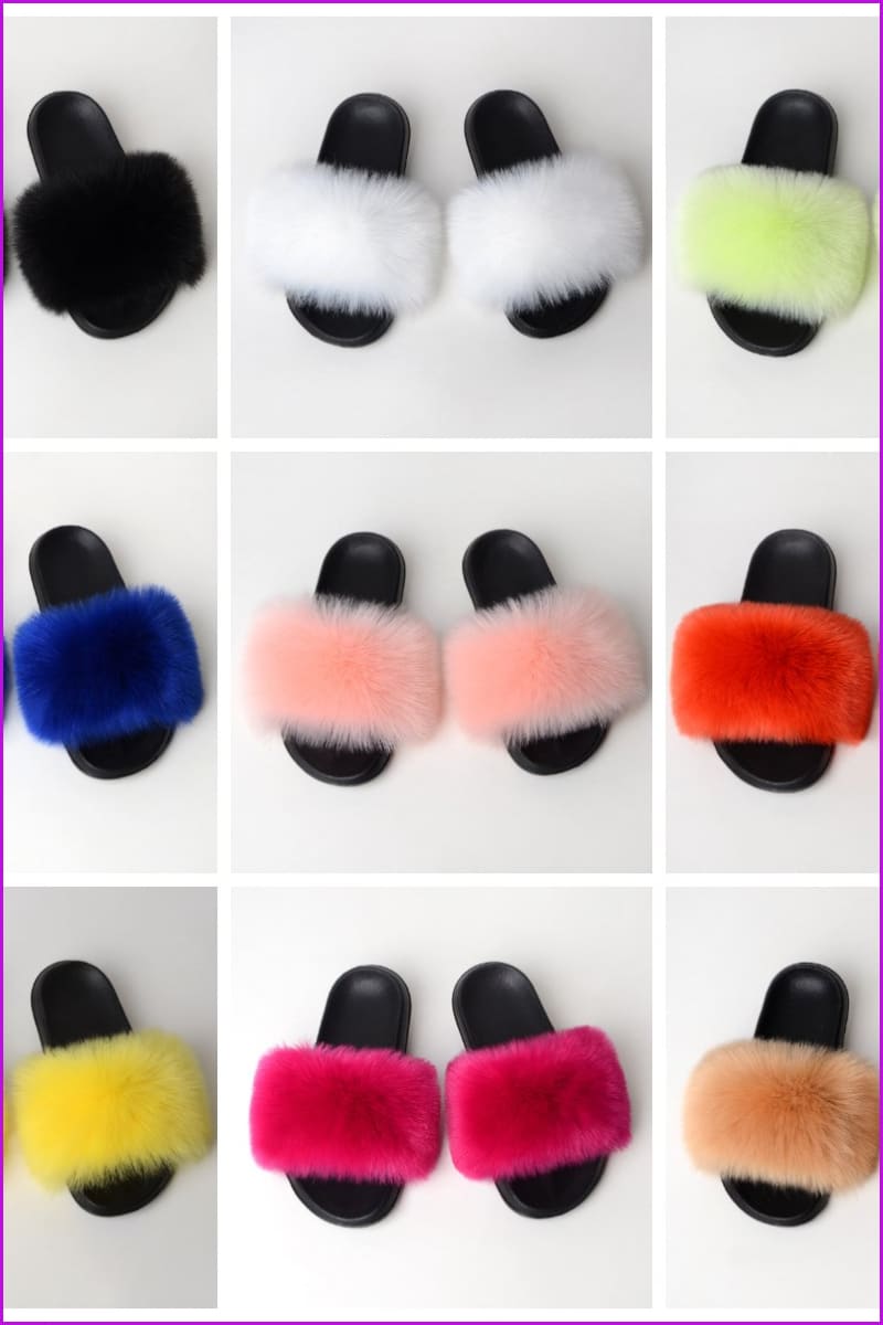 {5-7 Days Wait for Make} New Color Faux Fox Fur Slides F602