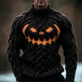 Men's Halloween Pumpkin Face Jacquard Turtleneck Sweater elevenforest
