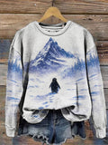 Comstylish Nihilism Penguin Snowing Polar Landscape Sweatshirt