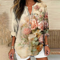 Women's Vintage Floral Art Linen Blend Shirt elevenforest