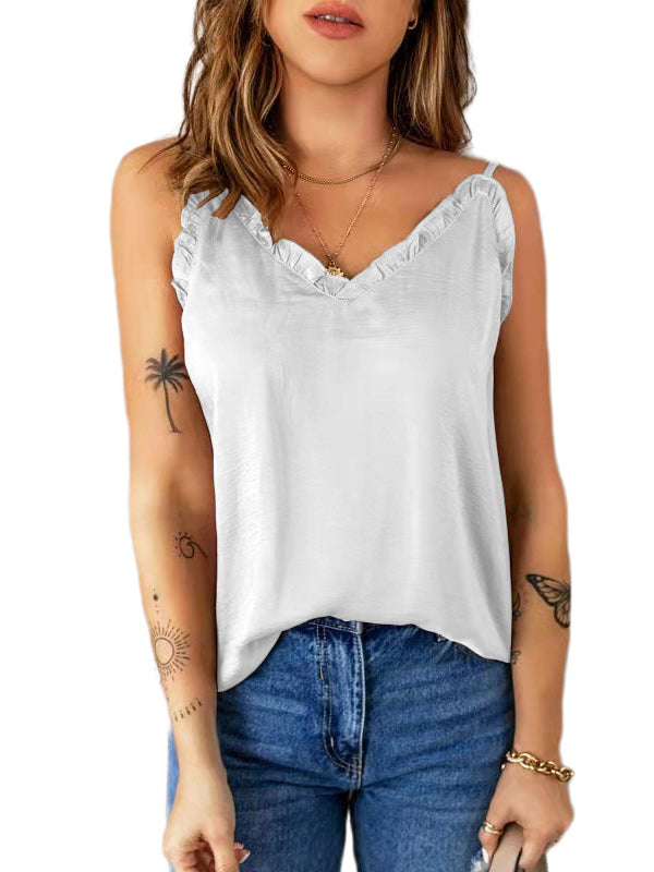 Color Falbala Camisole Vest Top