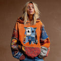 Halloween Cute Spooky Cat Boho Floral Patchwork Cozy Hoodie elevenforest