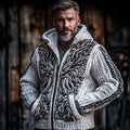 Men's Viking Dragon Style Celtic Thick Zip Hooded Sweater elevenforest