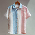 Comstylish Classy Floral Trans Flag Colorblock Linen Shirt