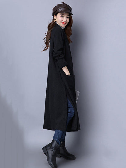 Red&black Knitting Loose Cardigan Outerwear