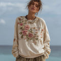 Women's Retro Bohemian Rose Floral Stitching Warm Sweatshirt elevenforest