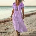 Vintage Violet Floral Art Pattern Casual Maxi Dress elevenforest