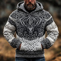 Men's Viking Tribal Dragon Jacquard Celtic Inspired Knit Hooded Sweater elevenforest