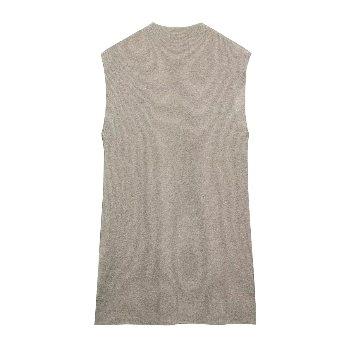 French Suit Sleeveless Round Neck Pullover Side Slit Sweater High Waist Pants